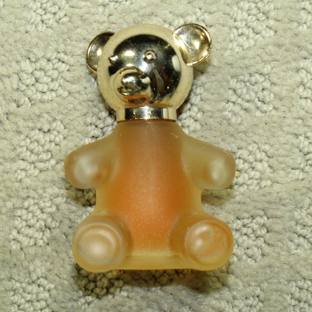 Vintage AVON Gold-Tone Headed Teddy Bear Sweet Honesty Cologne Bottle